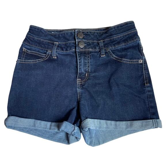 Girls Cherokee High Rise Jean Shorts Roll Up Hem Double Button Adjustable Denim - Picture 1 of 7